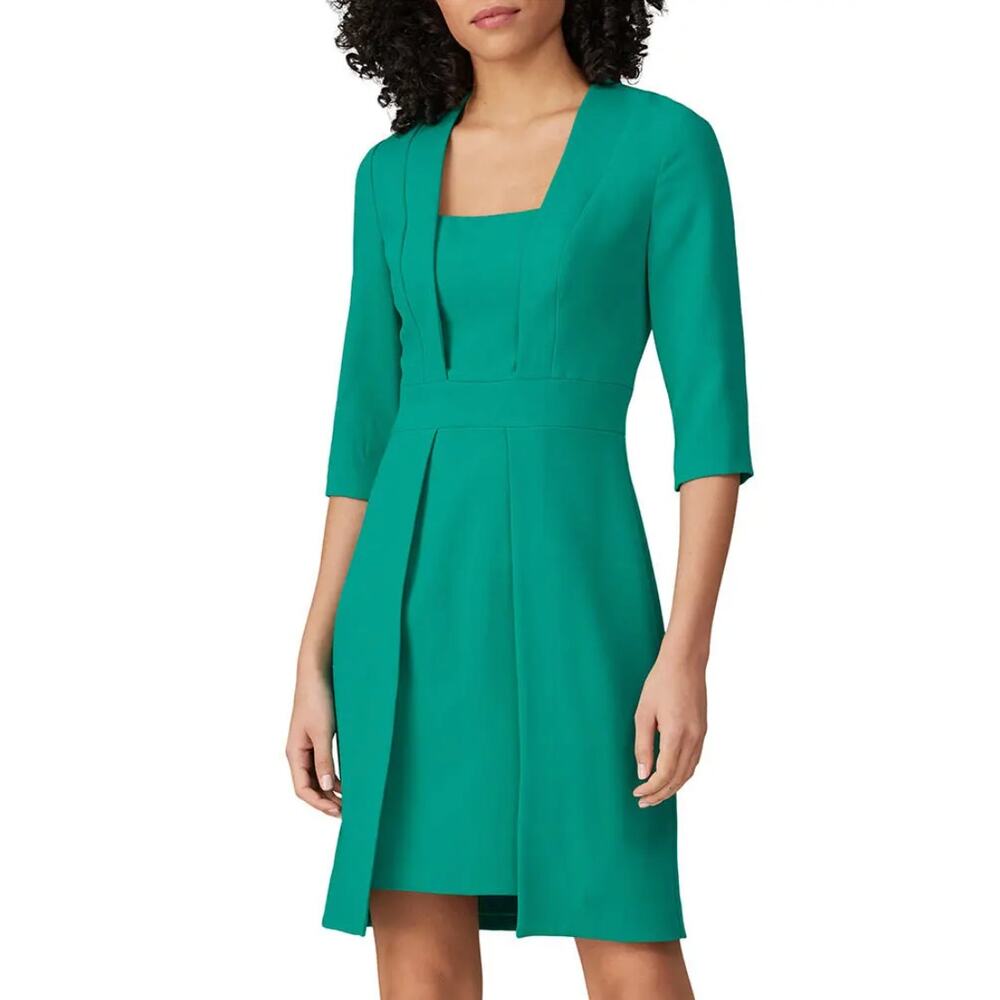 Black Halo Green Mini Sheath Dress Size 2 Career Work Professional Designer $400